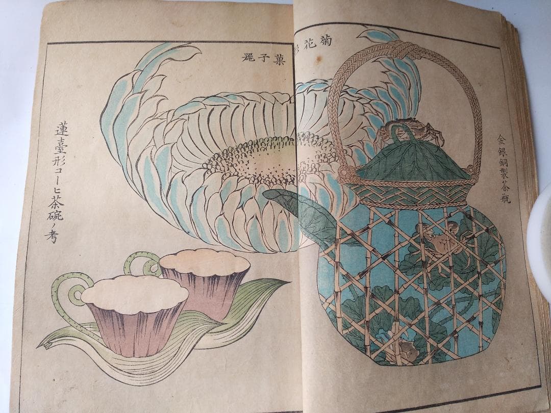 工藝新図 上下 2冊揃 田中幽峯 著 山田芸艸堂 明治二十五年 彩色木版刷 図案