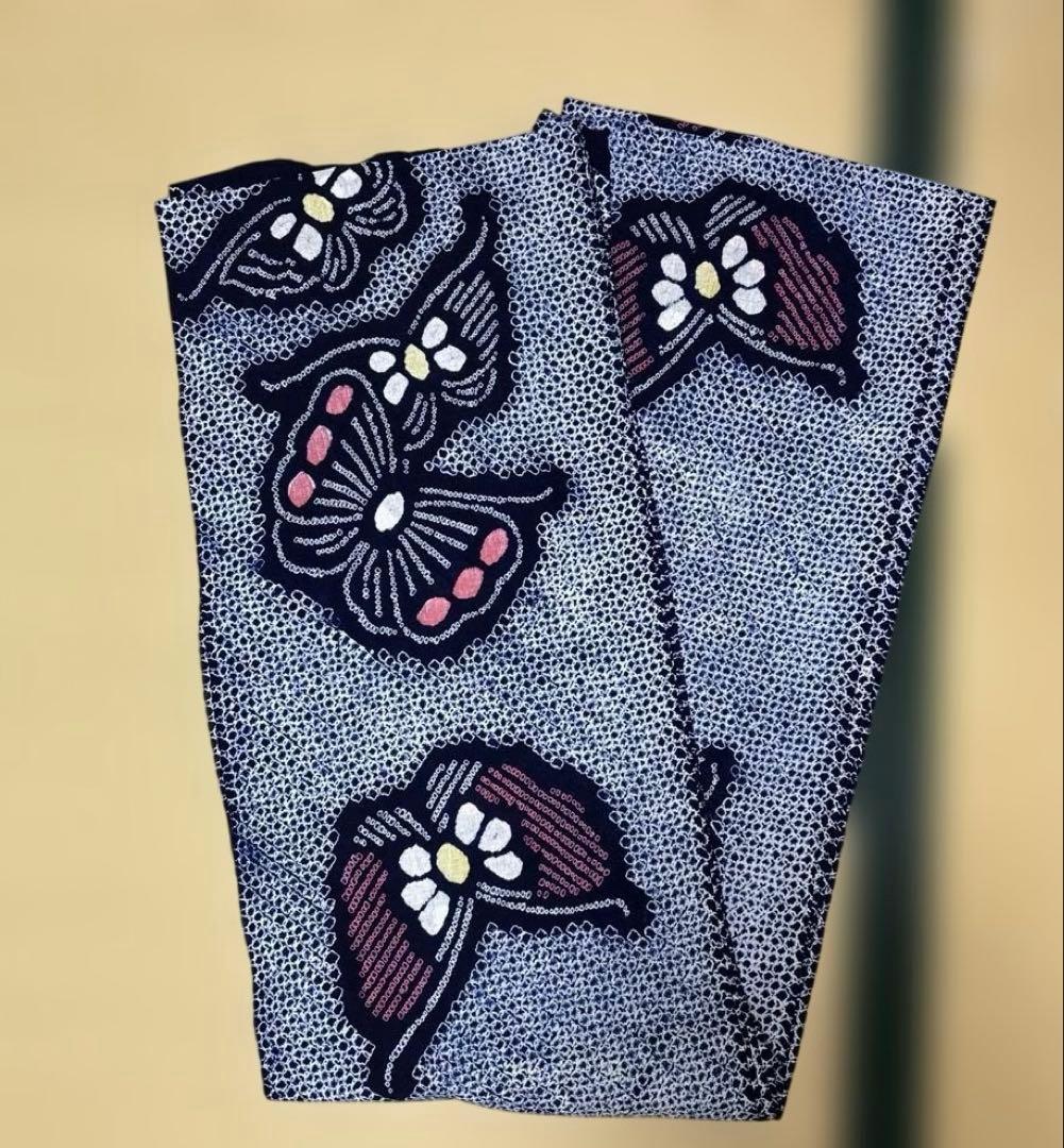 夏期限定出品　有松絞り　反物　蝶々　浴衣　タグつき