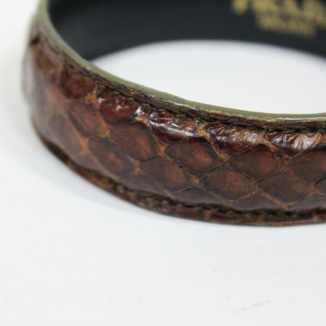 激レア 美品 プラダ ブレスレット パイソン本革 バングル ブラウン PRADA