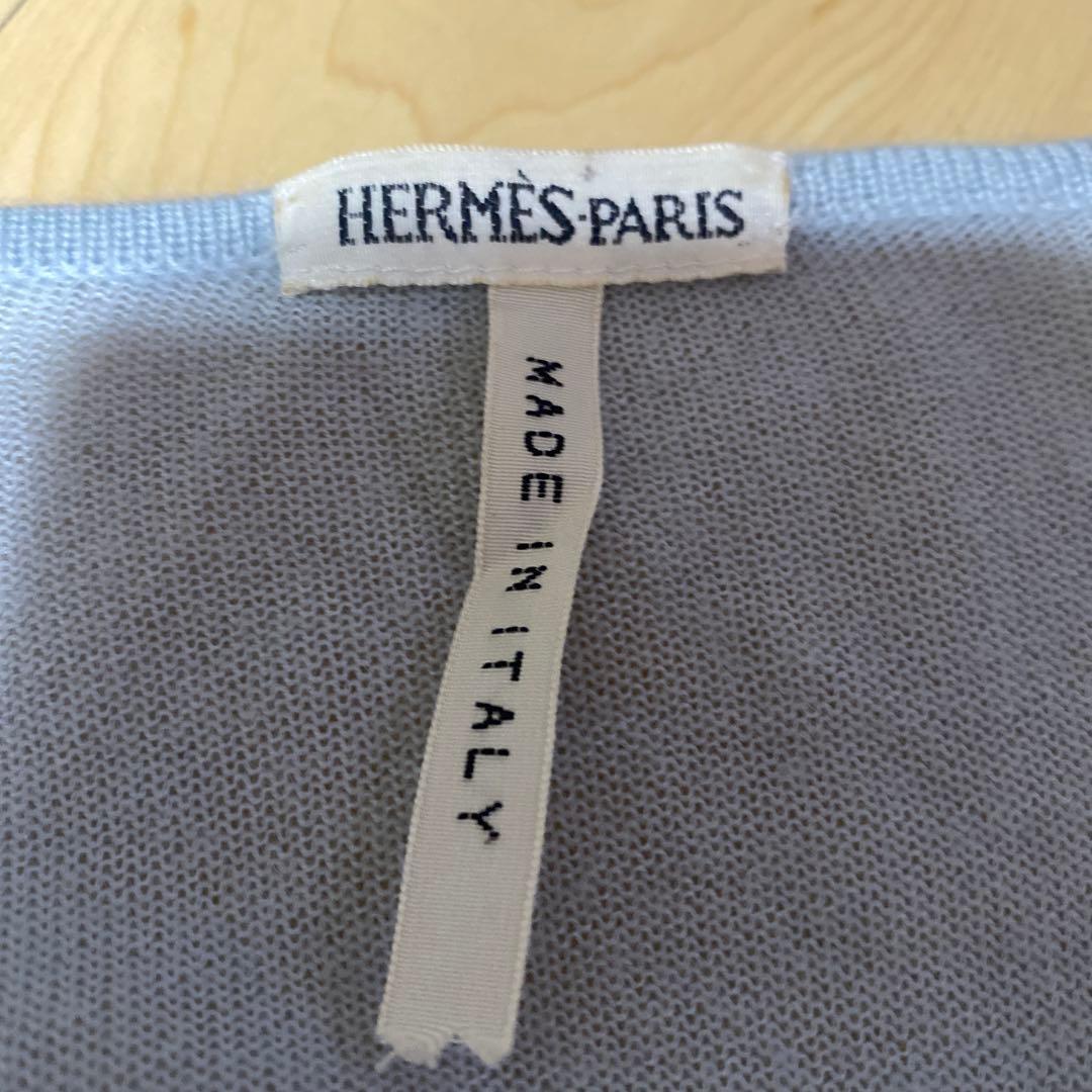 【送料無料】 HERMES アンサンブル カーディガン Mサイズ シルク 切替