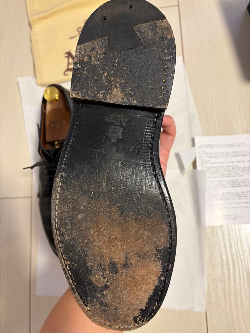 ALDEN: コードバン プレーントゥ　ブラック6.5