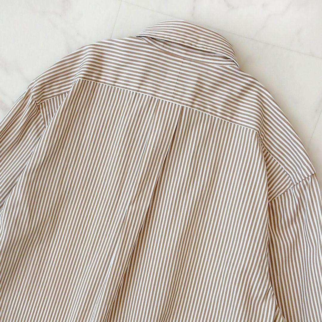 美品 ポロラルフローレン 現行 コットン ベージュストライプ ボタンダウンシャツ