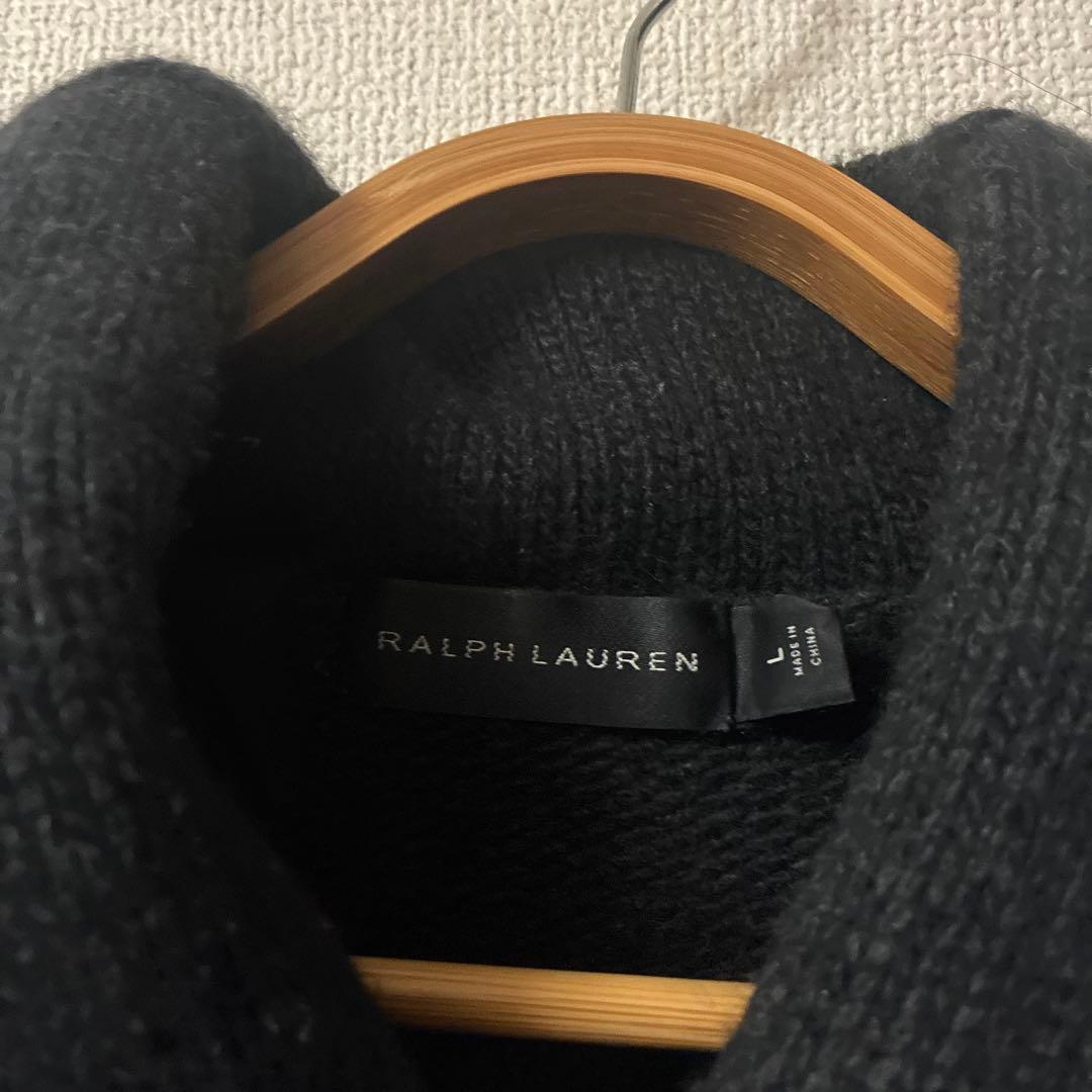 Ralph Lauren ショールカラーエルボーパッチニットカシミヤセーター　Ｌ