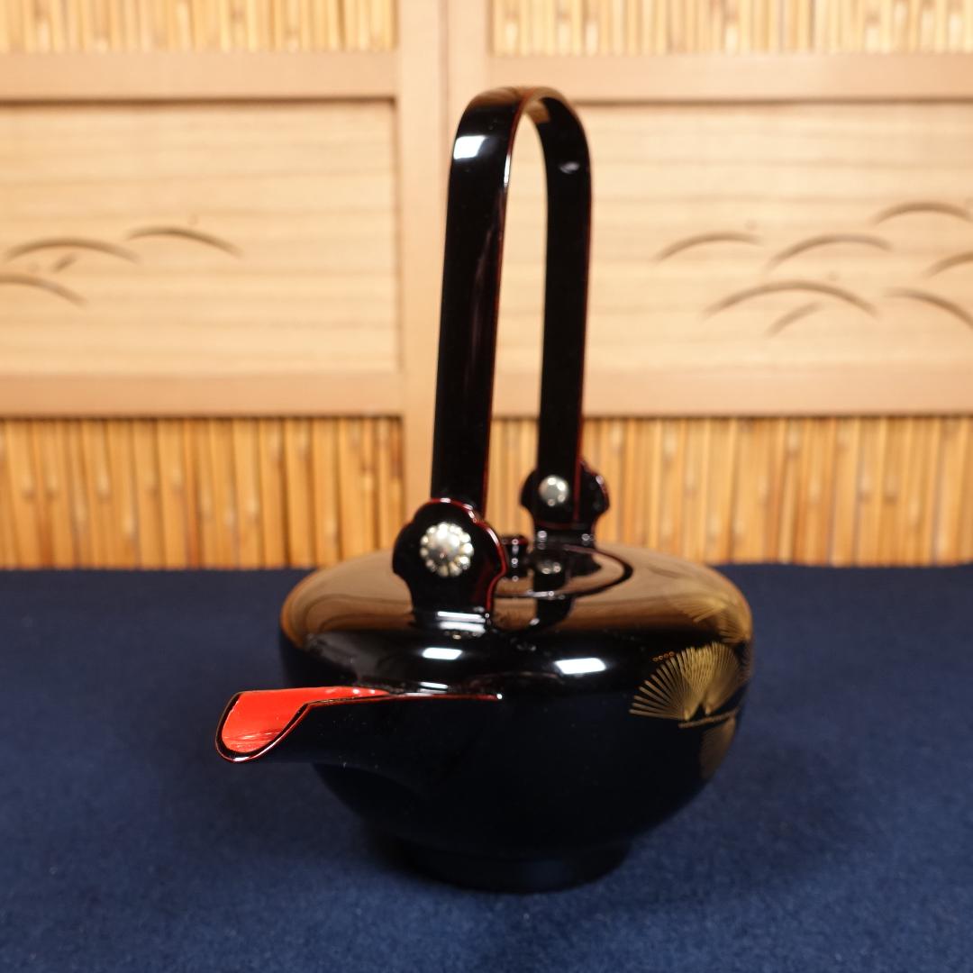 輪島塗 沈金師 小西寛 塗師 慶峰 合作 黒塗 沈金松図 屠蘇器揃 共箱