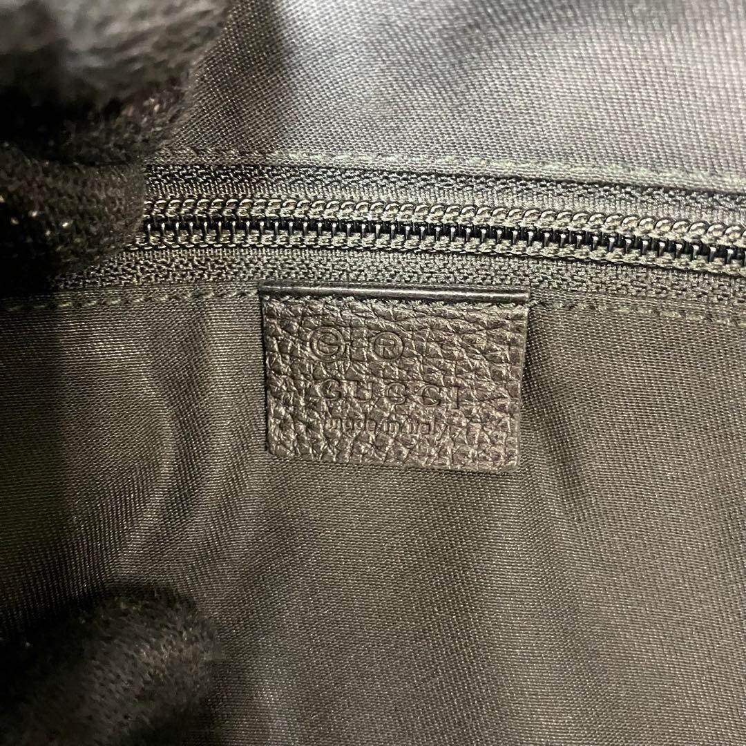 GUCCI グッチ GG柄 大容量 ボストンバッグ ブラック ナイロン レザー