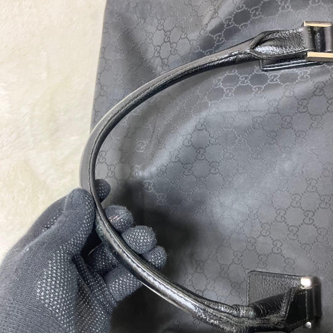 GUCCI グッチ GG柄 大容量 ボストンバッグ ブラック ナイロン レザー