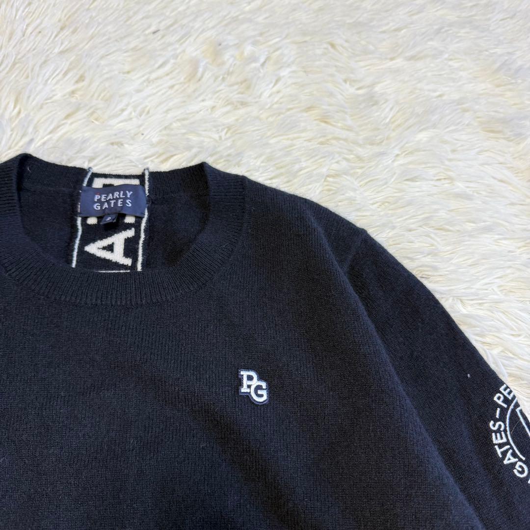 【パーリーゲイツ】美品 カシミヤセーター ネイビー 2サイズ レディース
