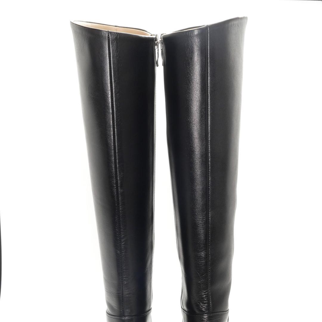 23　DIANA　ダイアナ　ロングブーツ　カーフ　黒　サイドジップ