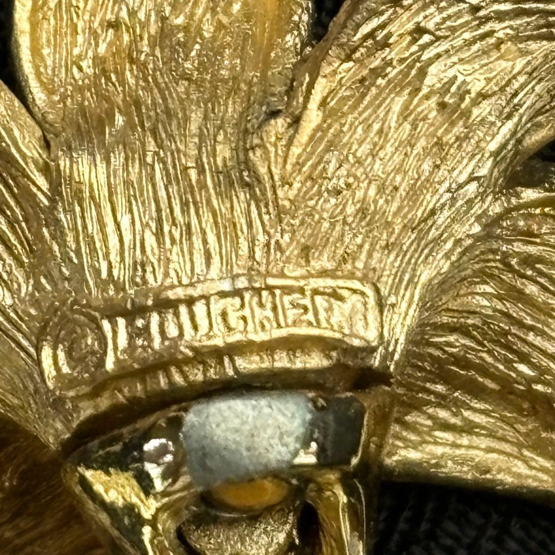 【希少】Boucherブーシェ ユリ フラワー ブローチ ヴィンテージ ゴールド