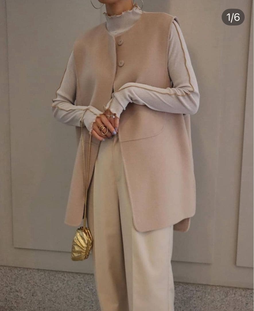 MACHATT リバーウールベスト　ベージュ