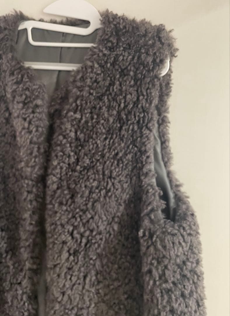 【美品】L'EQUIPE シープファーロングジレ チャコール完売品