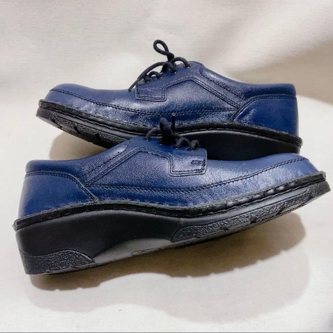 フィンコンフォート　シューズ　紺色　レザー　Finn Comfort