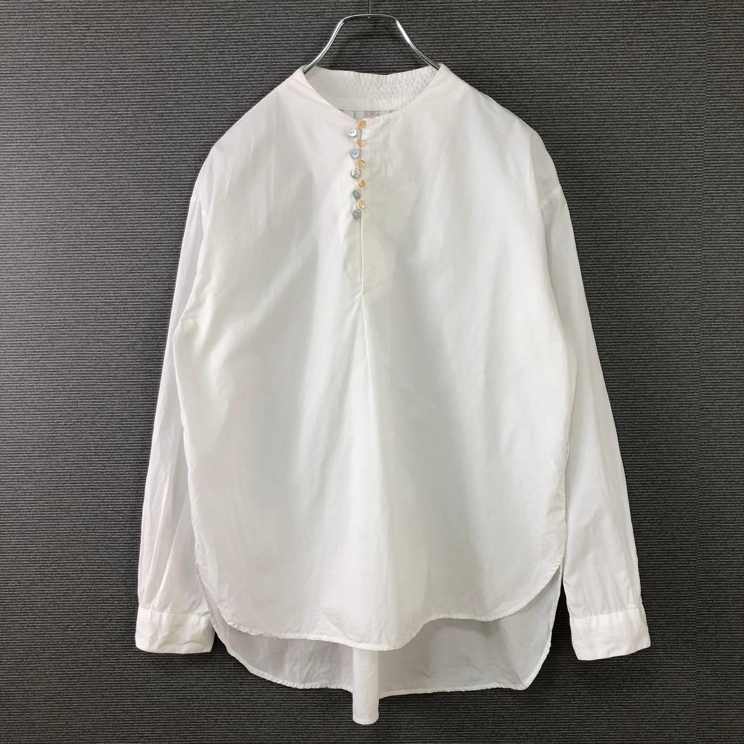 PallasPalace パラスパレス ノーカラーシャツ ブラウス ホワイト