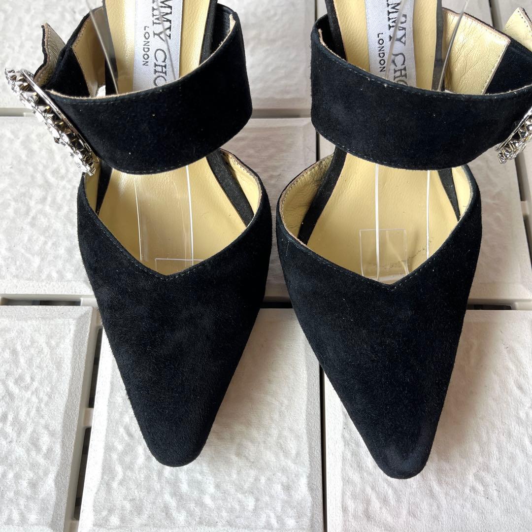 訳あり 36 ジミーチュウ　ミュール　サンダル　黒　ビジュー　23