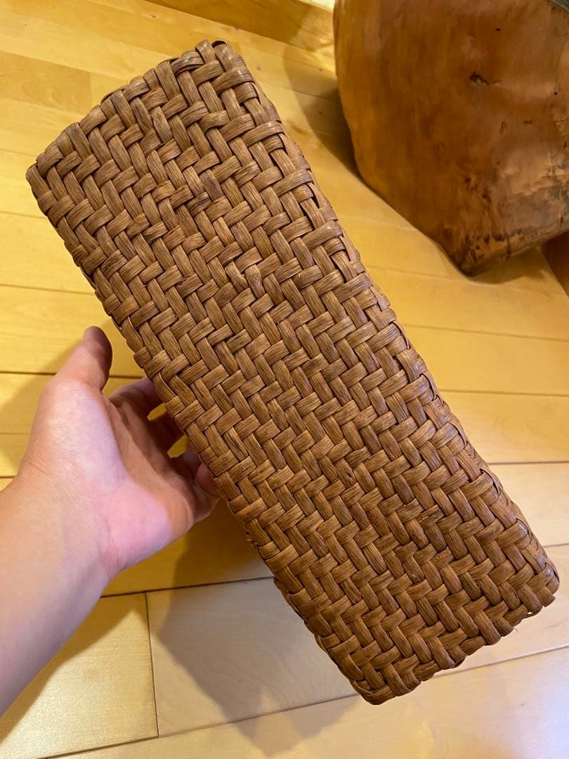 国産　信州山葡萄籠バッグ　内布付き　網代編み　保護猫支援