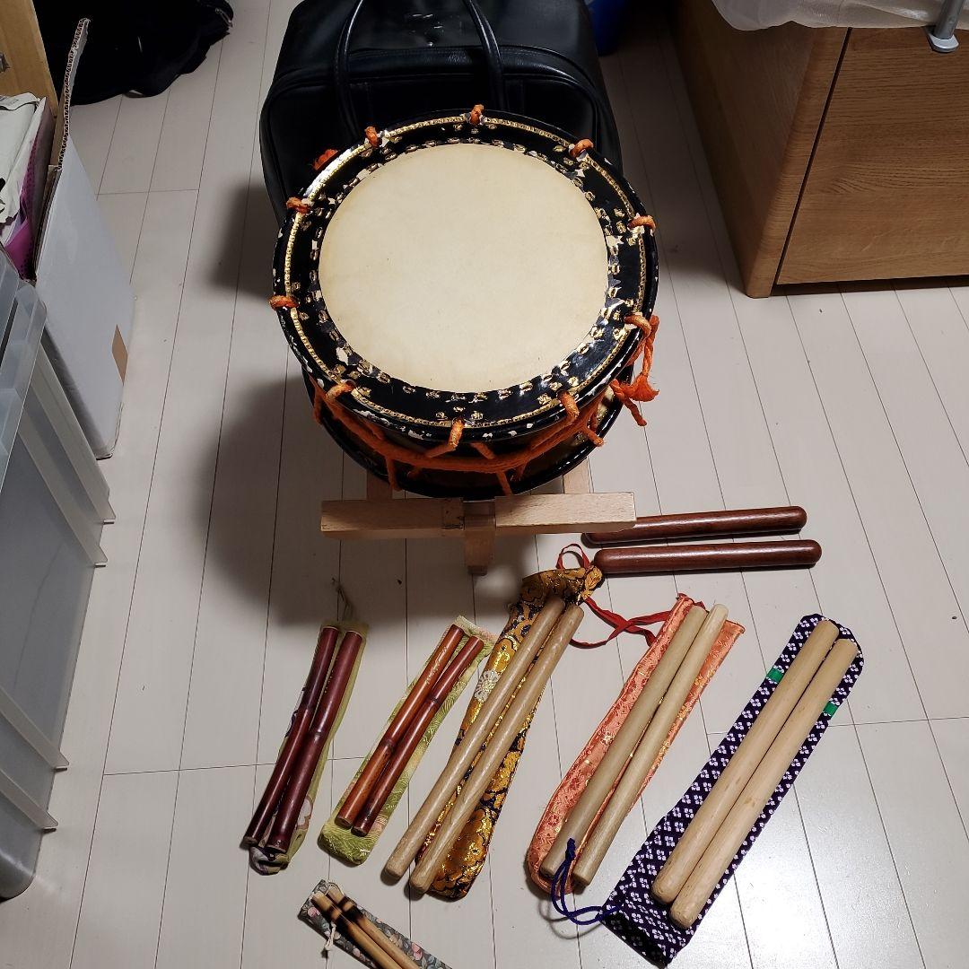 期間限定値引き 和太鼓 直径約35cm 持ち運びセット 色々バチ付き