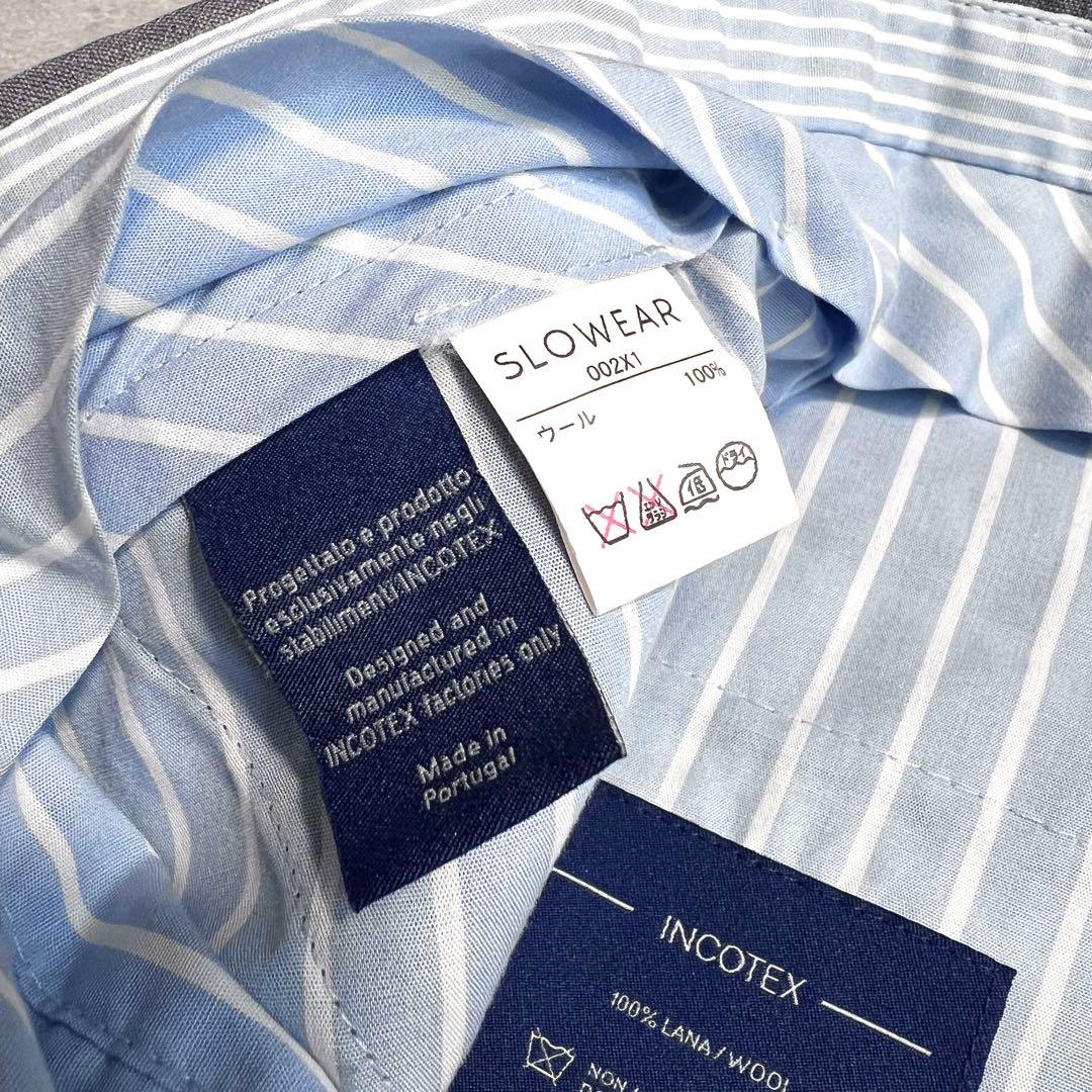 【極美品】INCOTEXインコテックス ウールスリムスラックス ライトグレー44