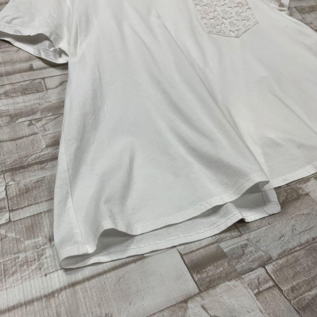 【美品】モンクレール★レース刺繍　ロゴワッペン　Tシャツ　Aライン　ホワイト　M