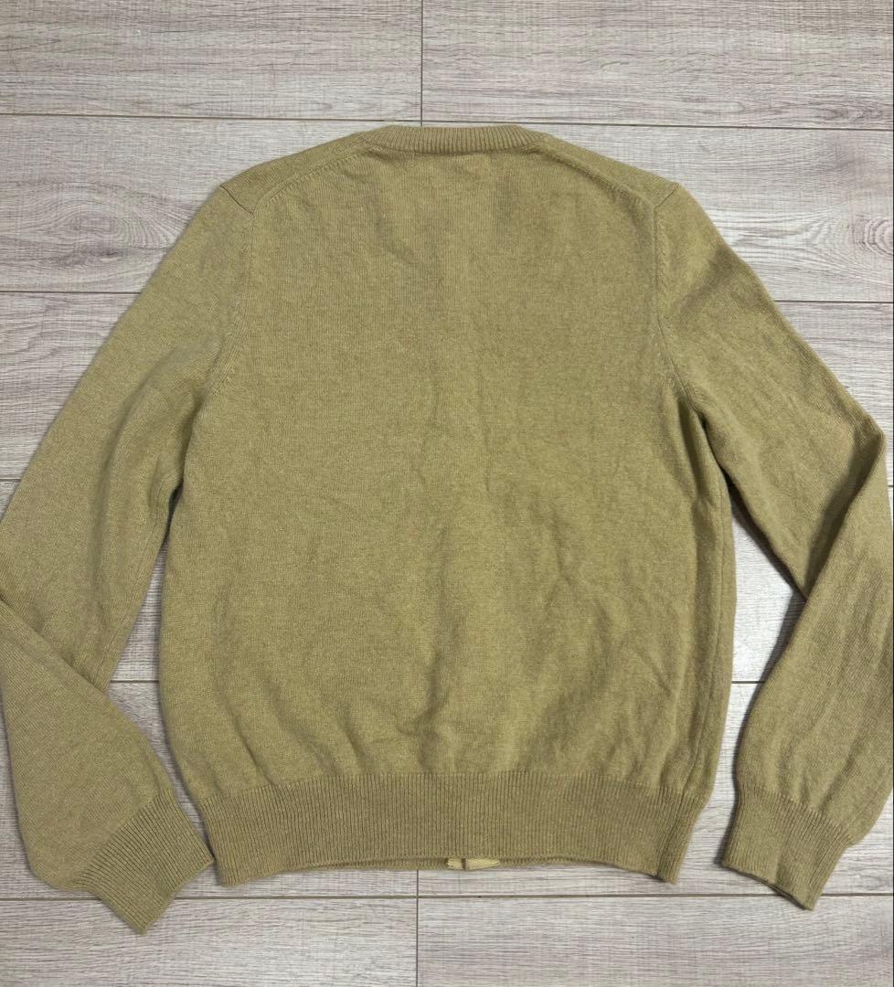 コムデギャルソン　白ハート刺繍　カーディガン ベージュ ウール　ワンポイント L