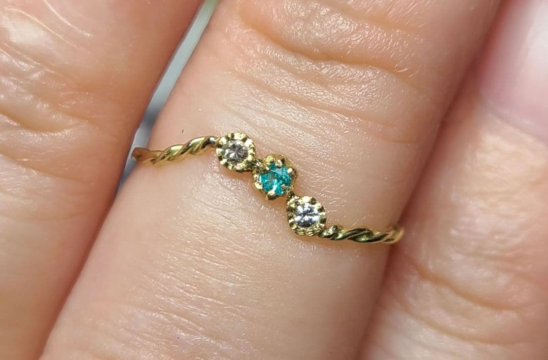 美しき煌めきの共演★バターリャパライバトルマリン&ピンクダイヤモンド18金★