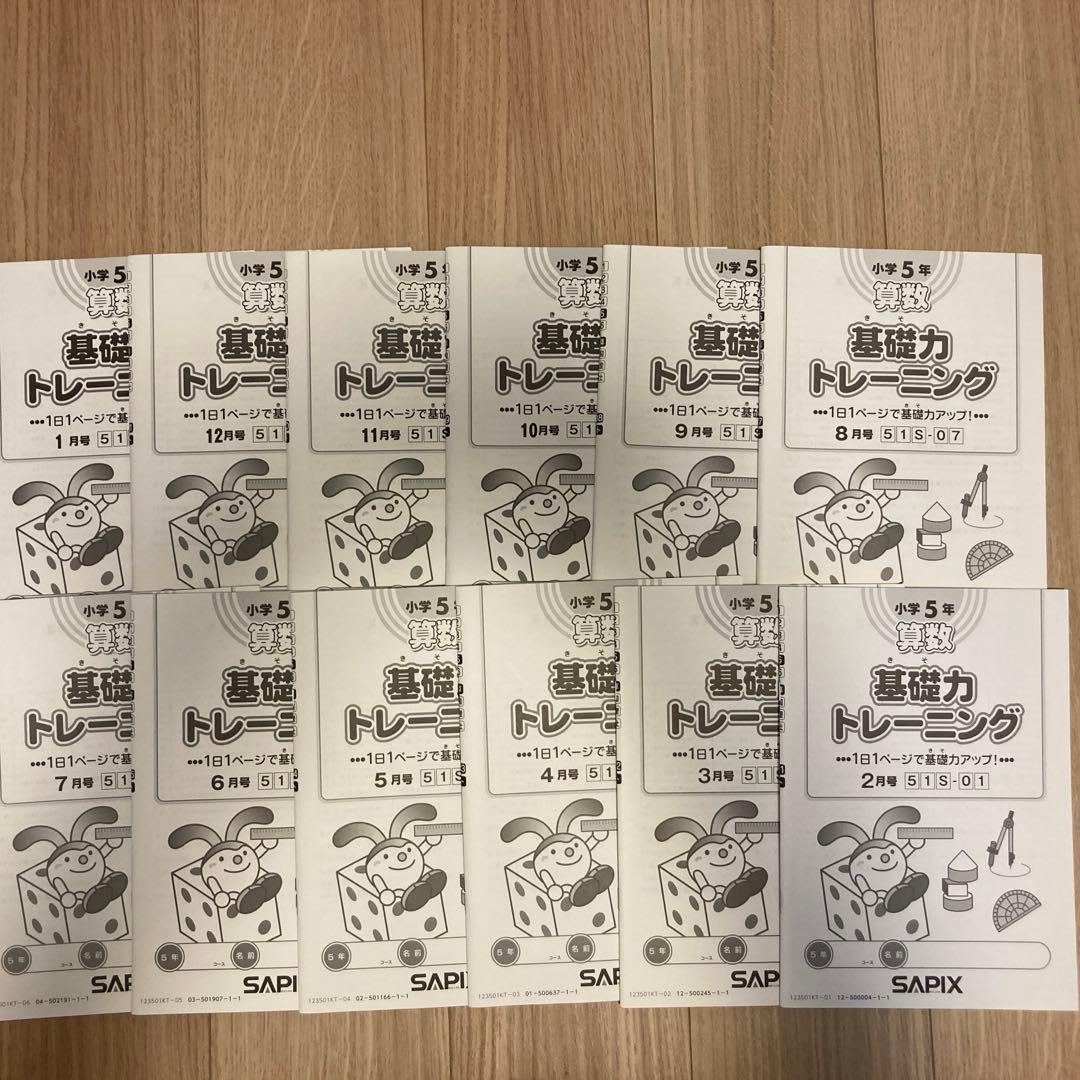 超美品未記入　SAPIX算数基礎力トレーニング 小学5年算数(2-1月)1年分