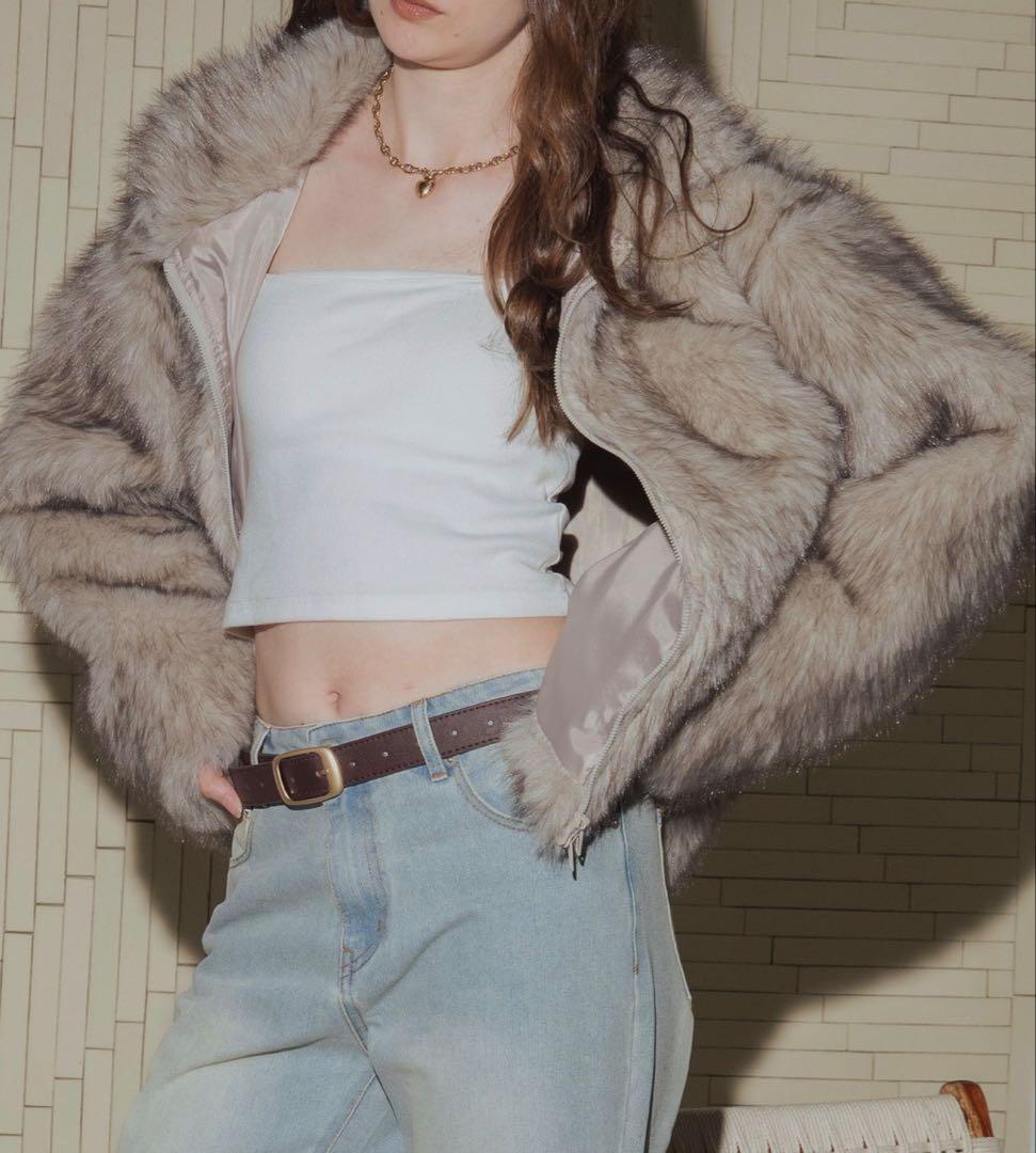 Mili affinity フェイクファーダブルジップジャケット