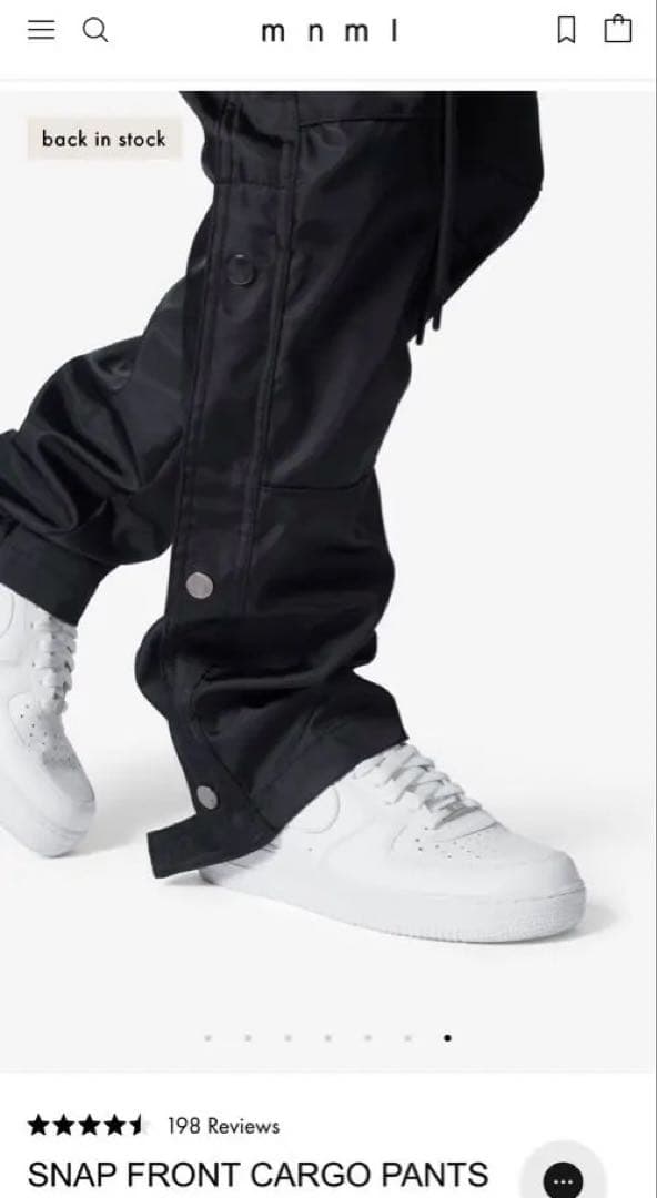 Mnml スナップフロントカーゴパンツ ブラック　31