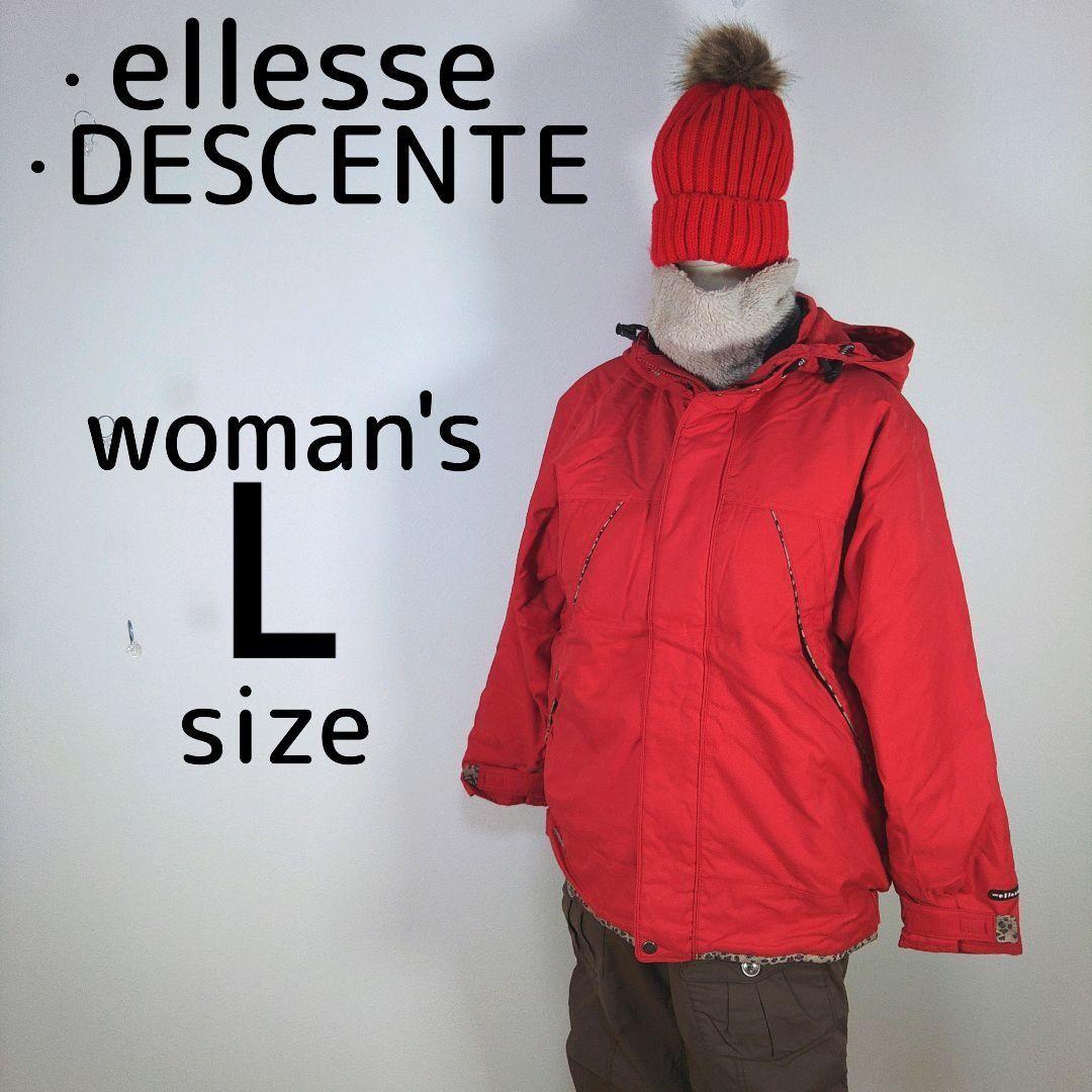 レディース　L　スキー　スノーボードウェア　上下セット　ブラウン　レッド