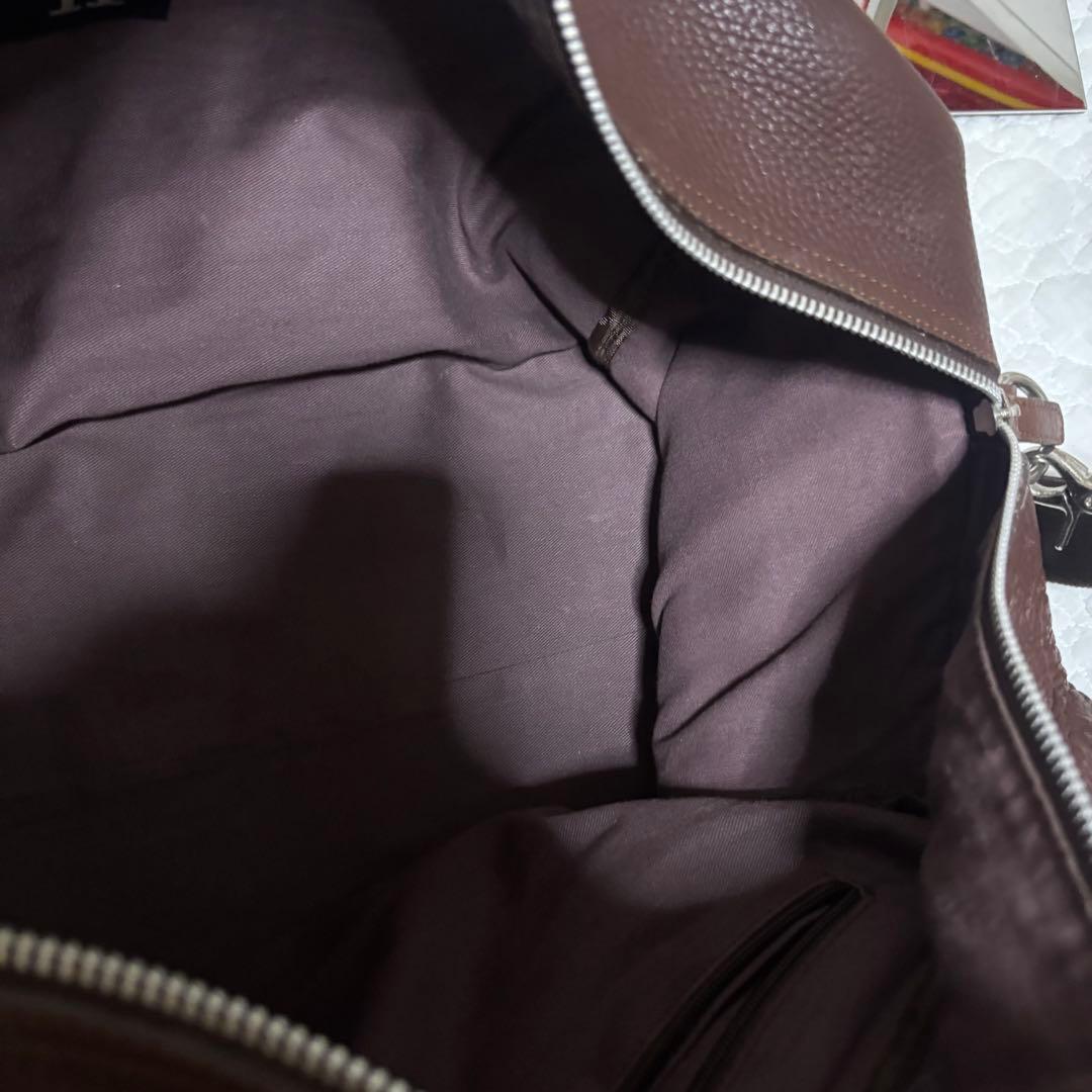 【希少】  型押しロゴ レザー ボストンバッグ 2way