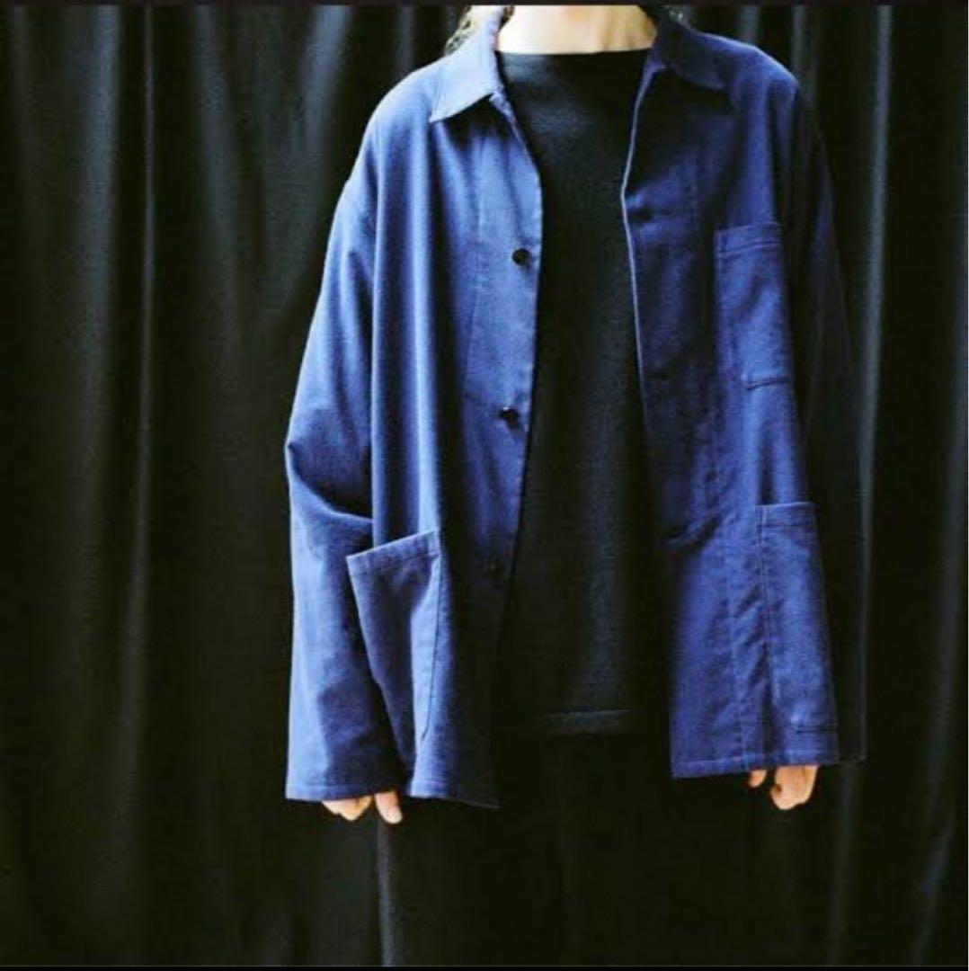COMOLI　コットンネルワークジャケット Loyal Blue