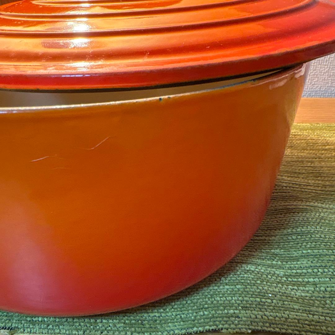 LE CREUSET ル・クルーゼ オレンジ 鋳鉄製 両手鍋 24cm