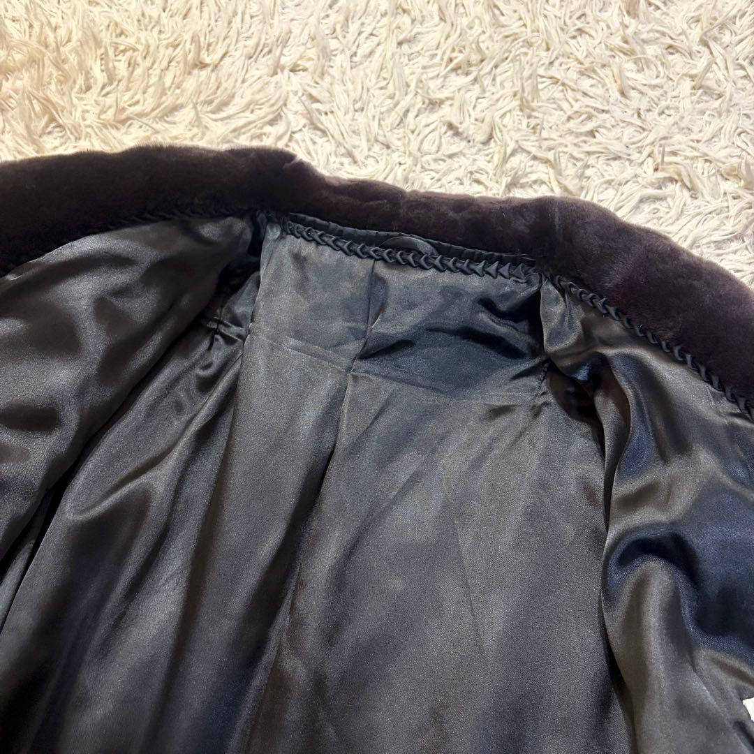 最高級 銀タグ サガミンク リアルファーコート 豪華裏地刺繍 シェアードミンク