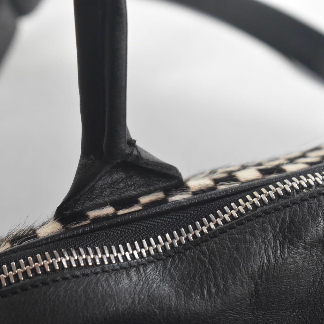 極美品フロリアンドゥニクール　腹子チェッカーフラッグ レザーブリーフ A4大容量