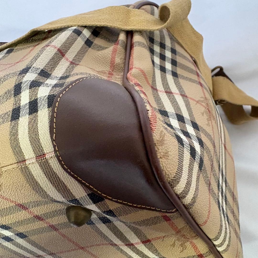 美品 バーバリー ボストンバック ノバチェック シャドーホース PVC 大容量
