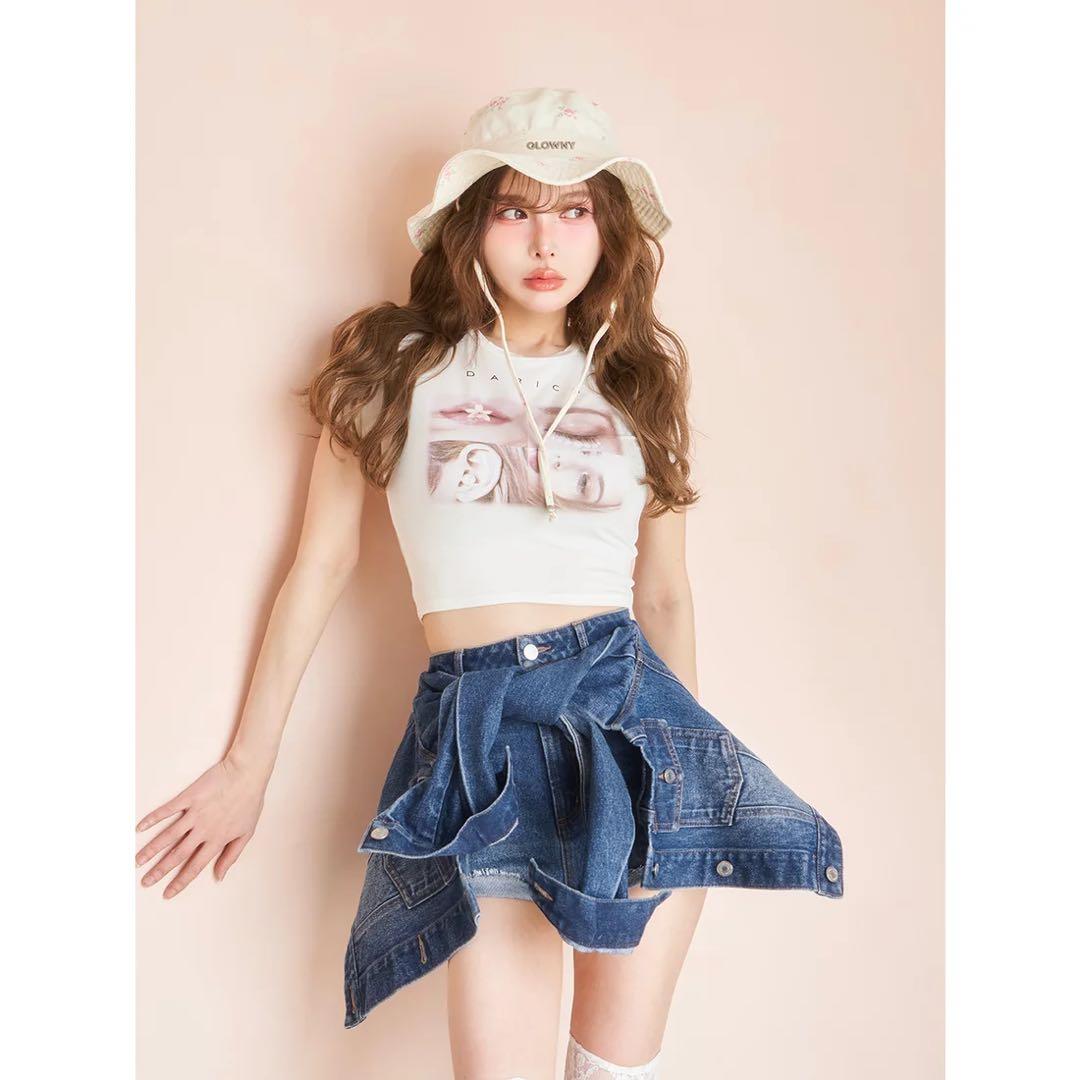 新品タグ付 ダーリッチ ドッキングデザインデニムショートパンツ M ブルー