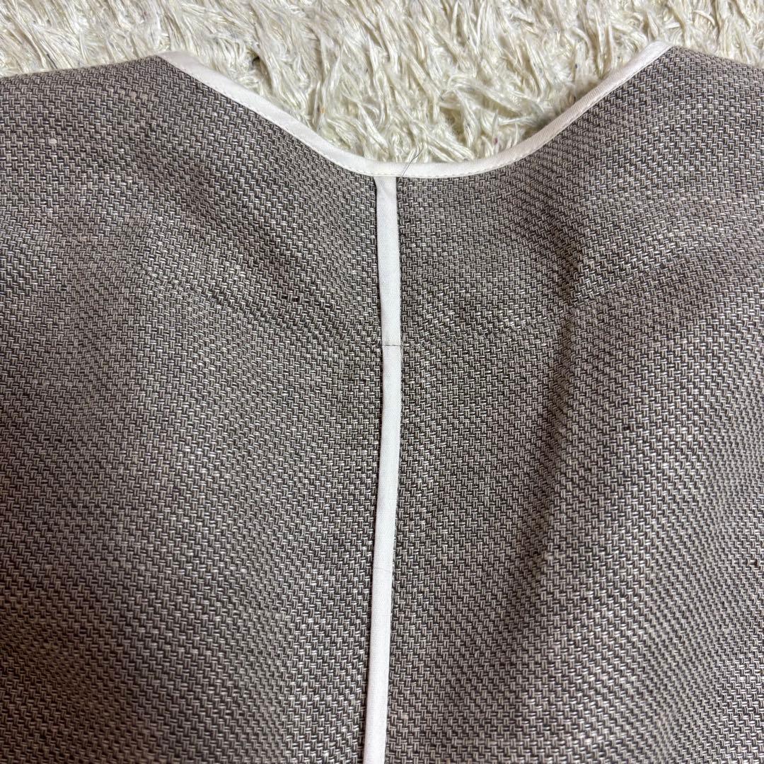 極美品　2023SS SACRA リネンコットンバスケットロングジレ