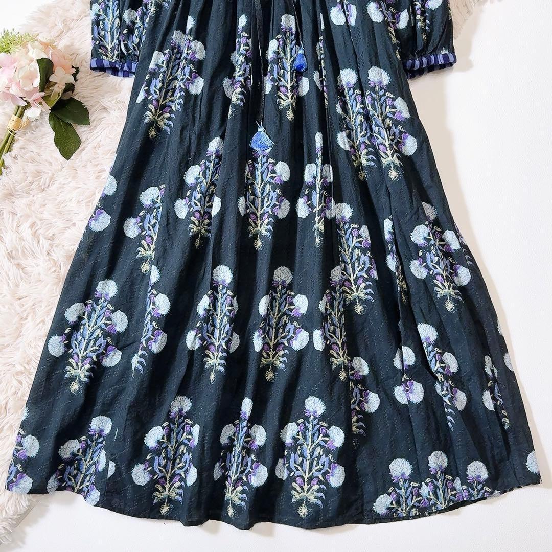 極美品ꕥヌキテパ 2024 完売 コットンジャガードマリーゴールドプリントドレス