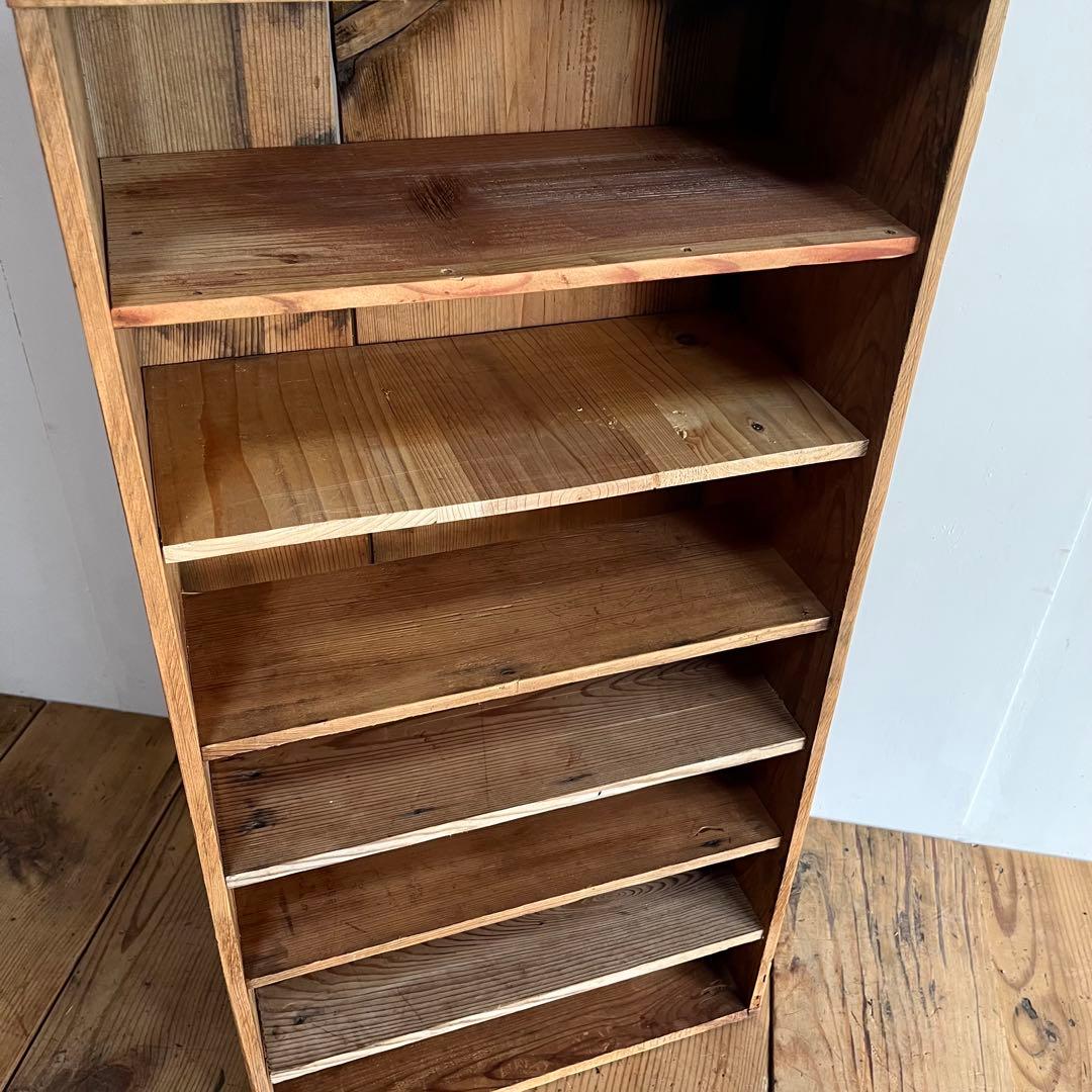 アンティーク 2way 仕切り棚 チェスト 食器棚 書類棚 無垢材 無塗装