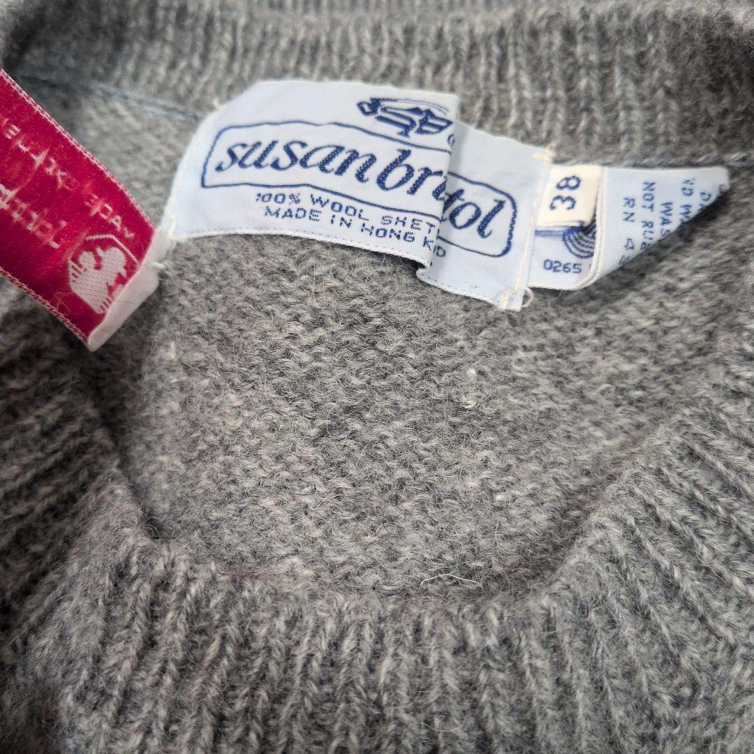 スーザンブリストル グレー ニットベスト　鳥柄