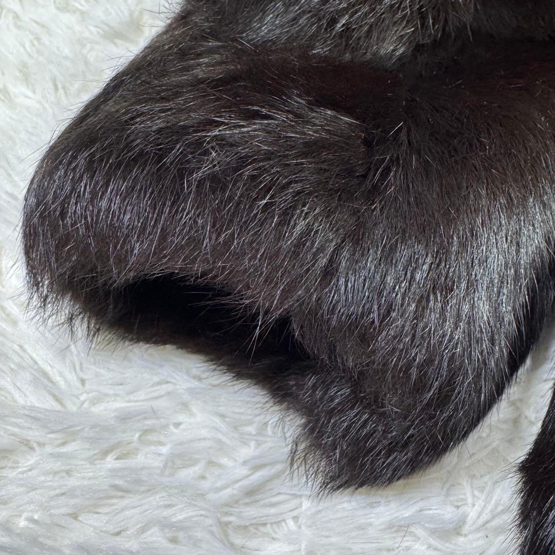 ミンク　リアルファーコート　ダークブラウン　大きいサイズ　艶　光沢　毛皮