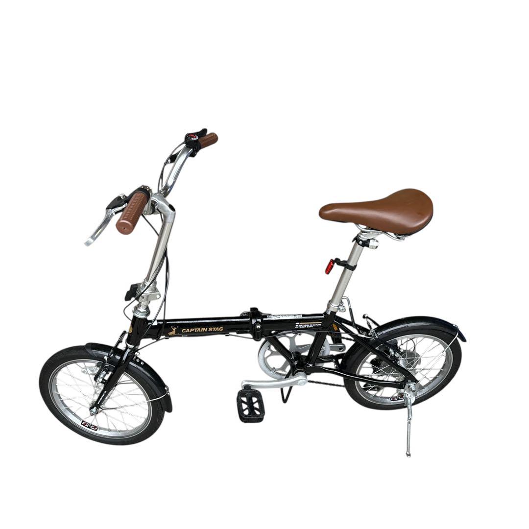 美品キャプテンスタッグ 折りたたみ自転車 アルミ 軽量 16インチ ブラック