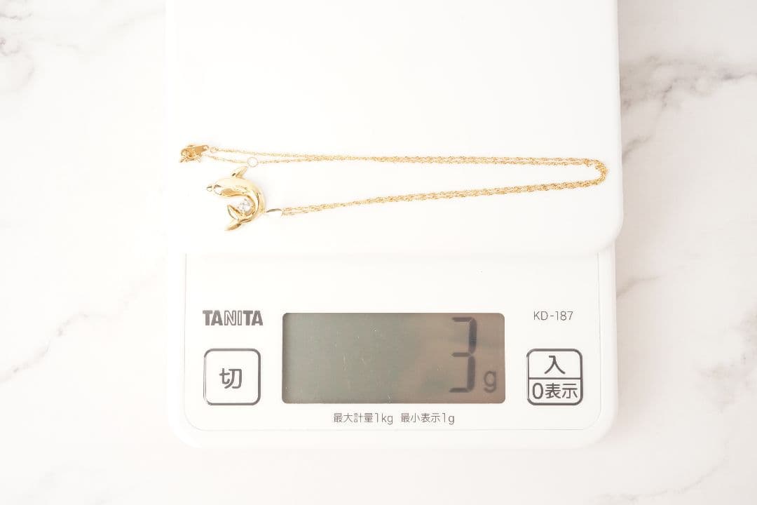 K18✨イルカデザイン ネックレス ストーン装飾