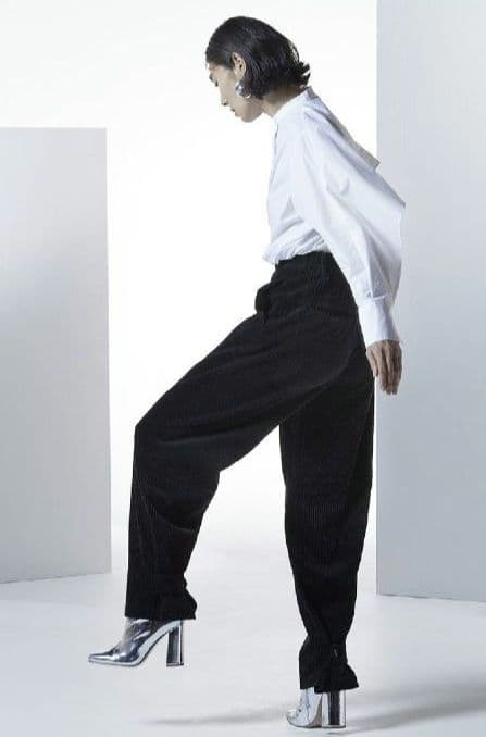 TEECHI (ティーチ)　コーデュロイ ワイドパンツ 黒　グルービーパンツ