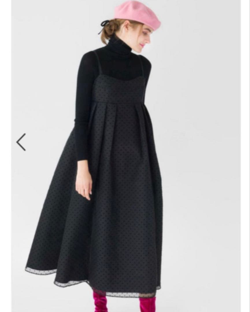 ドット柄 黒 キャミワンピース　ツルバイマリコオイカワ