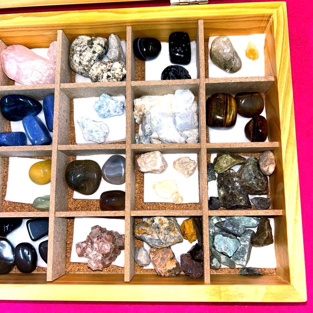 天然石　パワーストーン　化石　まとめ売り　ウッドボックス　貴石　ヒーリング　レア