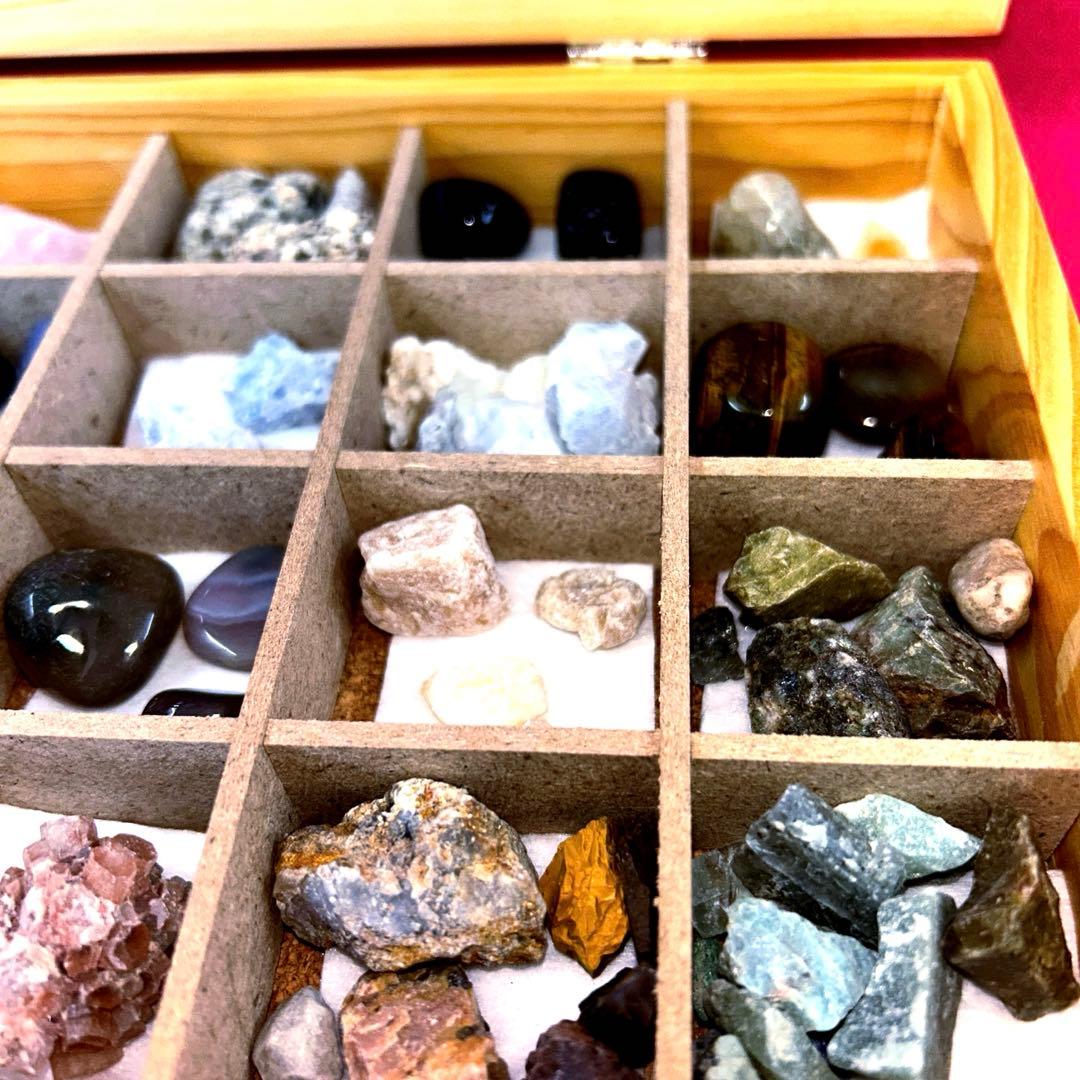 天然石　パワーストーン　化石　まとめ売り　ウッドボックス　貴石　ヒーリング　レア