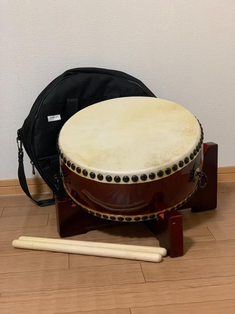 合計35,750円 諏訪工芸 松材 平太鼓 1.2尺 台座バチ専用ケース付き