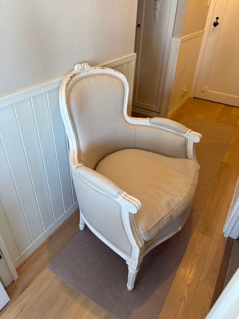 サラグレースデビューシリーズフレンチスタイルホワイトリネン 1人掛けソファ