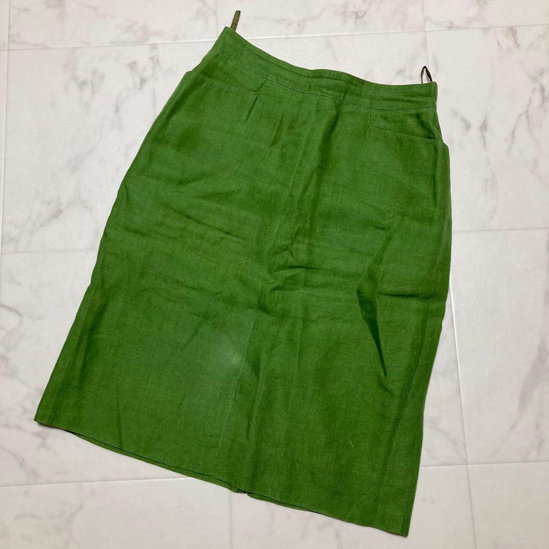 超希少　エルメス　スカートスーツ　サマースーツ　ダブルブレスト　リネン　40