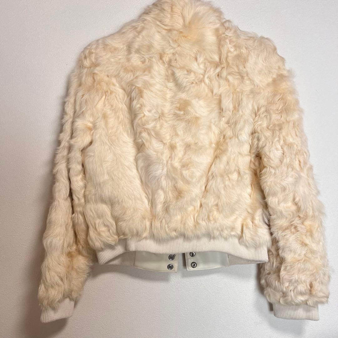 ピンクハウス ファージャケット ラムレザー ホワイト もこもこ Mサイズ